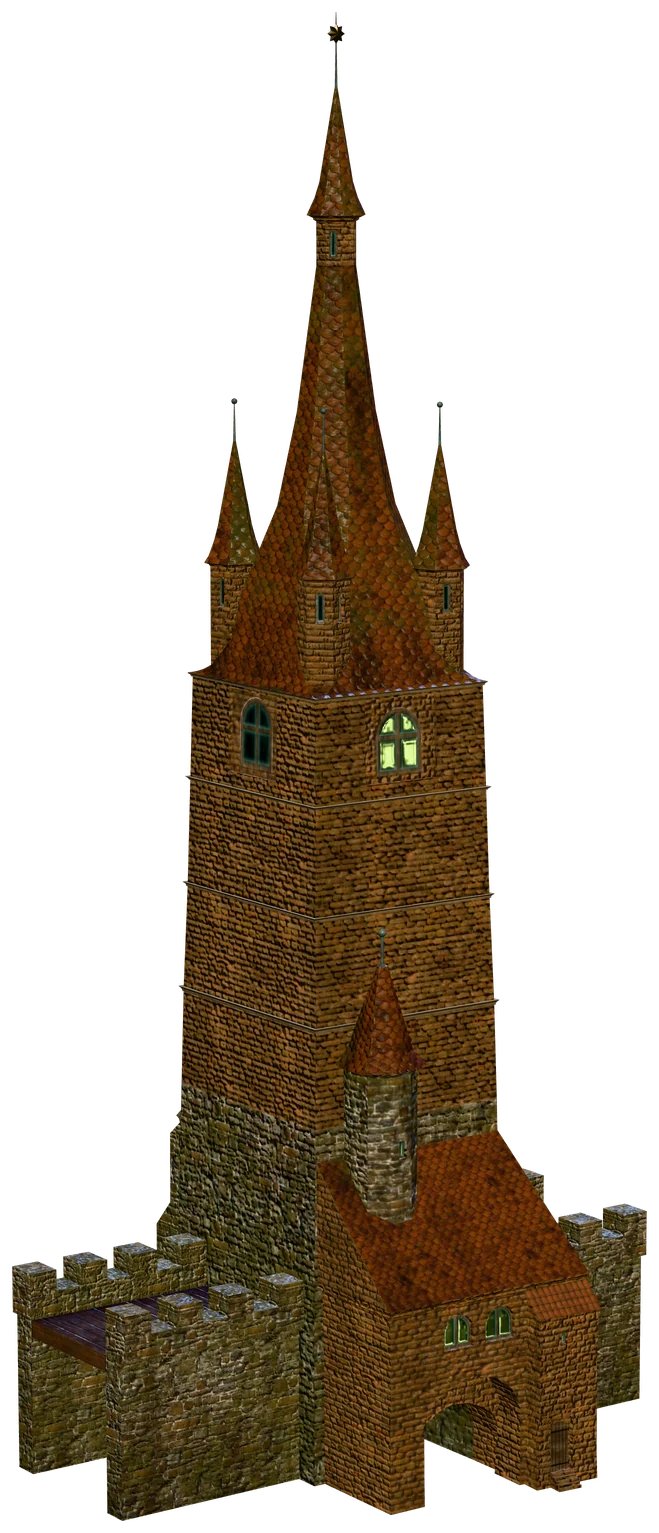 Turnul Sfatului din Sibiu în 1450, forma gotic târziu, reconstrucție 3D