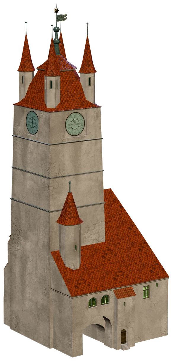 Turnul Sfatului din Sibiu în 1720, forma baroc, reconstrucție 3D